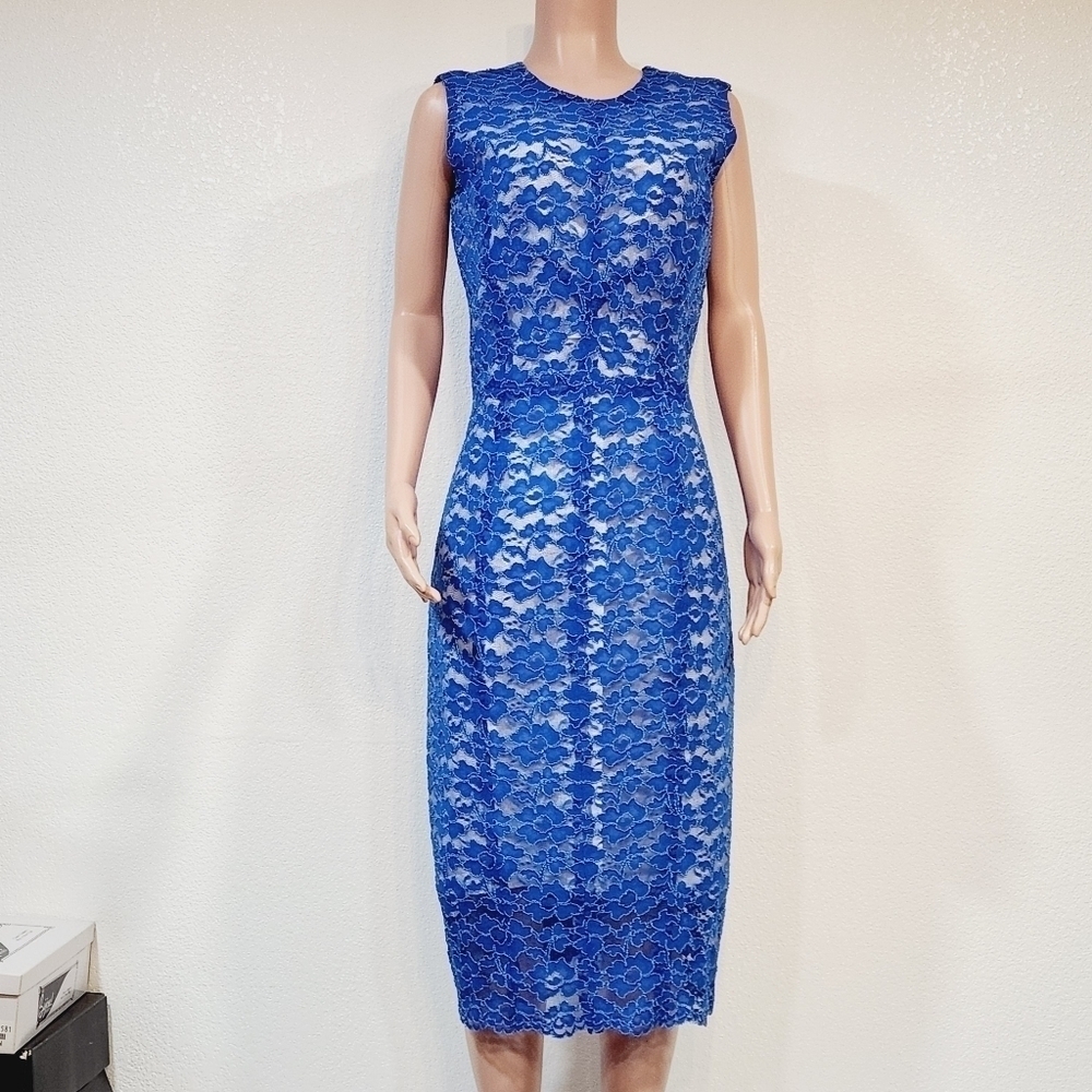 Anna Gordon’s Sacred Fashion Blue Lace Sheath Dress Size 12